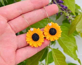 Hooped Sunflower Earrings - Marie Curie Fundraiser