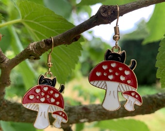 Mushroom Cat Earrings