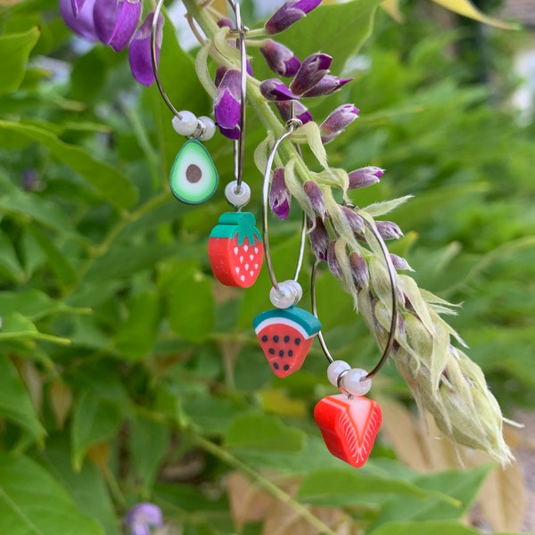 Fruit Clay Oorbellen (Avacado, Aardbei, Watermeloen)