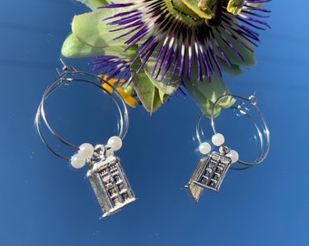 The Doctor's Blue Box Spaceship Inspired Earrings