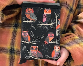Handmade Spooky Owls and Skulls Padded Book Sleeve/Cover/Cozy/Protector - Handmade - For Manga and Paperback Books
