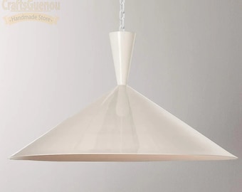 White Handmade Brass Pendant Light, Polished White brass shade Pendant light, Minimalist Ceiling Light Pendant Light Moroccan Pendant Lamp