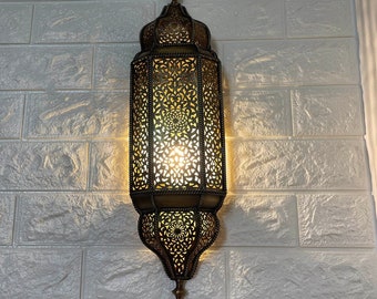 Messing Wandleuchte Innen, marokkanische Messingwand Lampe Dekor, marokkanische Wandleuchte, handgefertigte Beleuchtung, traditionelle Wandleuchte Lampe,