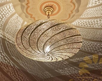 Brass Pendant Light, Moroccan Ceiling Lamp shade, Decorative Light Fixture, Handmade Engraved Brass Lamp Home Decor Chandelier Lighting