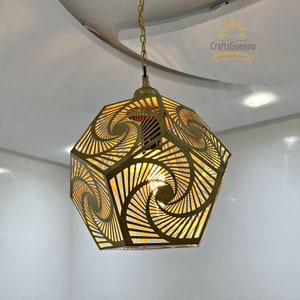 Antique Brass Pendant Light, Moroccan Hanging Lamp, Vintage Ceiling Fixture, Rustic Chandelier for Kitchen Island, Brass Lighting