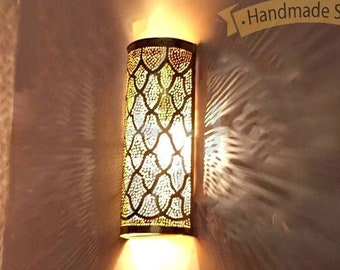 Set of 2 brass Sconce Light Brass Moroccan Wall Light in Brass, Wall lights, Wall Sconces, Traditional Lighting Wall Lights in Home Decor.
