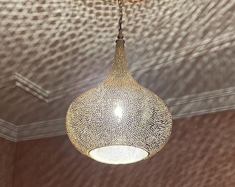 Brass Pendant light, Moroccan lamp shade, Hanging Lamp, Handmade chandelier