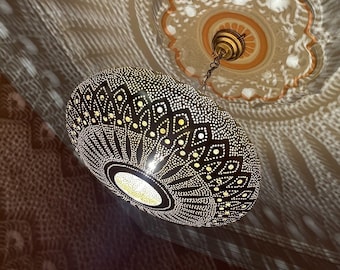 Moroccan Pendant Light, Chandelier Lighting, Handmade Engraved Brass Lamp