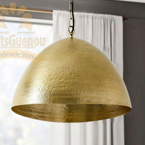 Brass Dome Pendant Lamp Brass Oxide Ceiling Lamp Hammered Brass Dome Pendant Light - Hanging Lamp-Solid Brass Chandelier