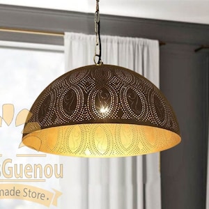 Hammered Dome Pendant Light Fixture, black Brass Dome oxide Light Fixtures Moroccan Ceiling Light, Pendant Light, Solid Brass Chandelier