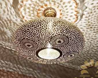 Marokkaanse hanglamp, hanglamp, messing Marokkaanse plafondlamp, nachtlampje hanglamp, messing koperen lampenkappen Boho verlichting slaapkamer