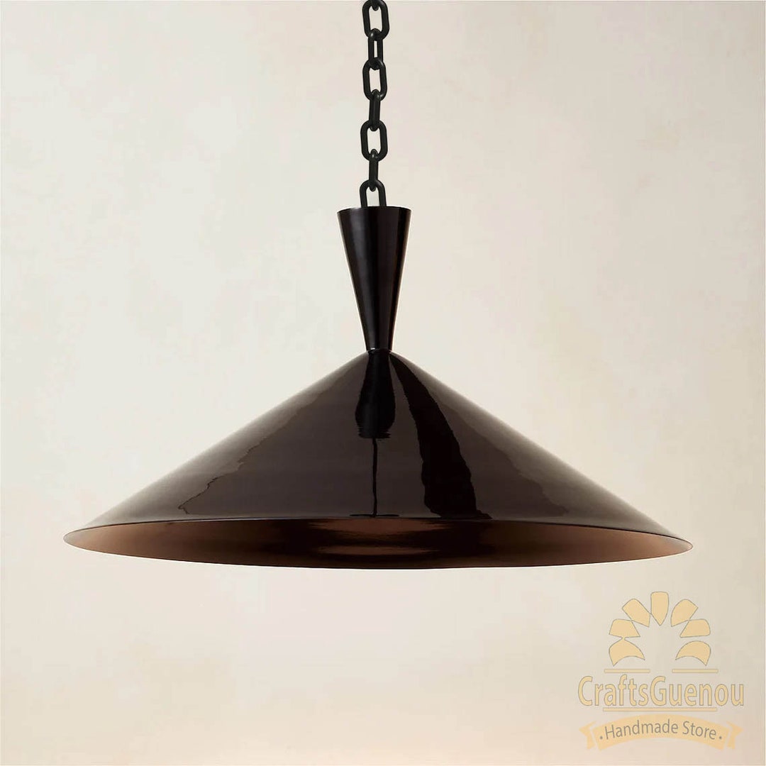 Black Handmade Brass Pendant Light, Polished Black Brass Shade Pendant ...