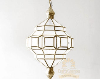 Pendant Light, milky glass light, Moroccan lighting style, brass handmade moroccan pendant light, Pendant Lighting, Hanging Light fixture