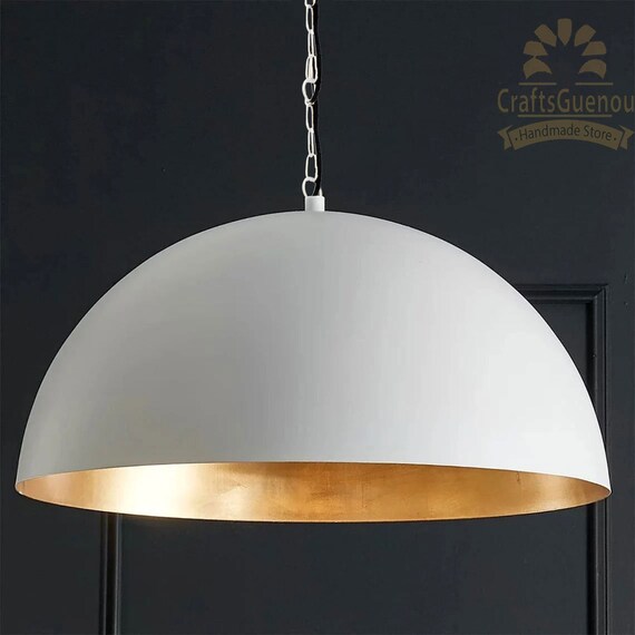 White and brass sale dome pendant light