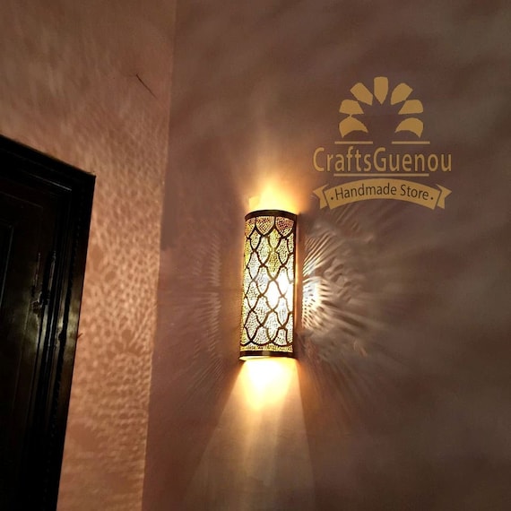Set of 2 brass Sconce Light Brass Moroccan Wall Light in Brass, Wall lights, Wall Sconces, Traditional Lighting Wall Lights in Home Decor.