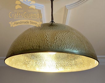 Hammered Brass dome pendant light, Lampshades Dome Lighting, Gold Dome Pendant Dome Light, Hanging Kitchen Lights, Ceiling Light Fixtures
