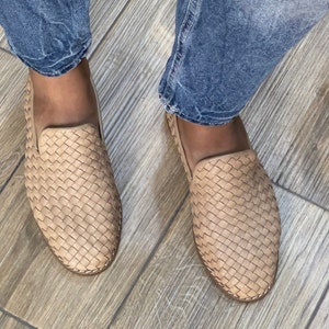 Handmade Braided Leather Driving Moccasins - Men&#39;s Suede Loafers