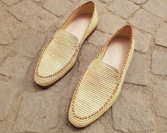 Moccasins raffia shoes, Grooms Raffia shoes for Wedding, loafer shoes raffia, handmade raffia shoes for men, handmade wedding raffia shoes