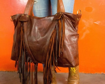 Moroccan Leather Fringe purse, Fringe western purse, Fringed tote bag, Boho cowgirl fringed leather bag, fringe boho crossbody bag,