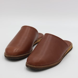 Herren Braun Leder Babouche Hausschuhe: Handgemachte Marokkanische Clogs