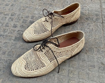 Einzigartige natürliche gewebte Herren Loafers, handgefertigte Raffia Hochzeitsschuhe für Bräutigame, Bräutigam Raffia Schuhe, stilvolle Schuhe für Strandveranstaltungen