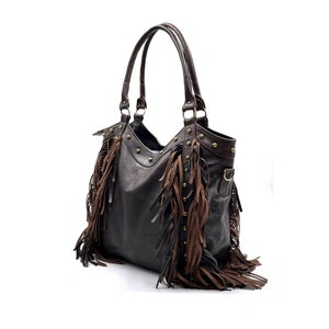 Fringe western purse, Leather Fringe purse, Fringed tote bag, Boho fringe leather purse, dot studded leather bag, studded fringe leather bag