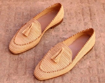 Handmade Raffia Loafers for Men: Moroccan Wedding Shoes