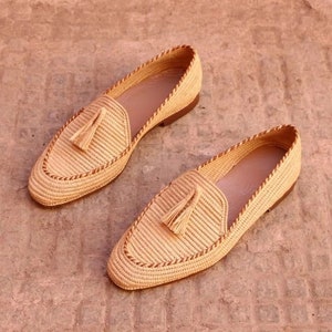Wedding Raffia shoes for men, Moroccan raffia shoes, Raffia shoes for men, handmade loafer raffia for men, vegan loafer raffia, raffia shoes