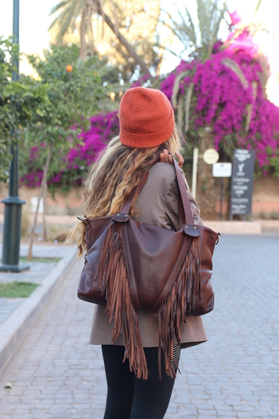 Moroccan Leather Fringe Purse Fringe Western Purse Fringed Tote Bag Boho Cowgirl Bag Fringe Boho Crossbody Bag Leather Handbag Fringe Etsy