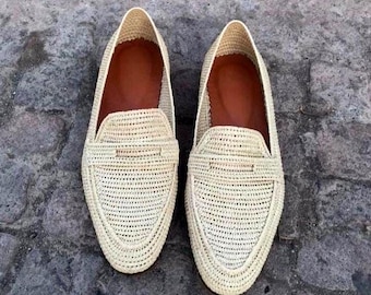 Raffia shoes for men, Moroccan raffia shoes, Wedding raffia shoes men, loafer raffia for men, vegan Raffia loafers, handmade raffia oxford