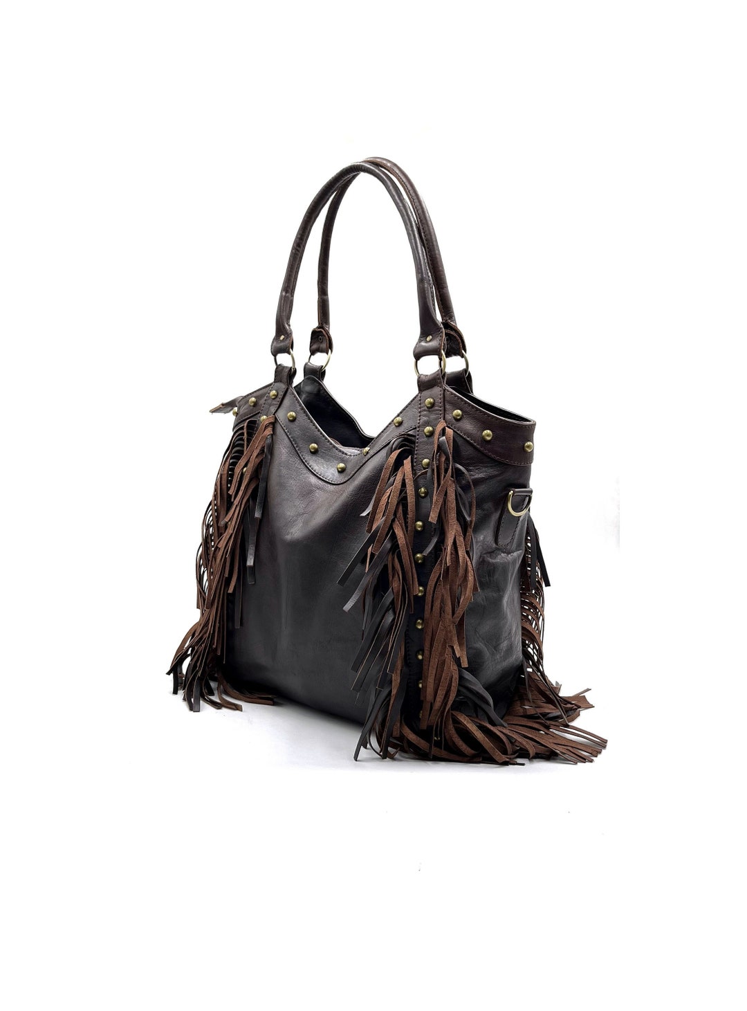 Fringe Western Purse, Leather Fringe Purse, Fringed Tote Bag, Boho