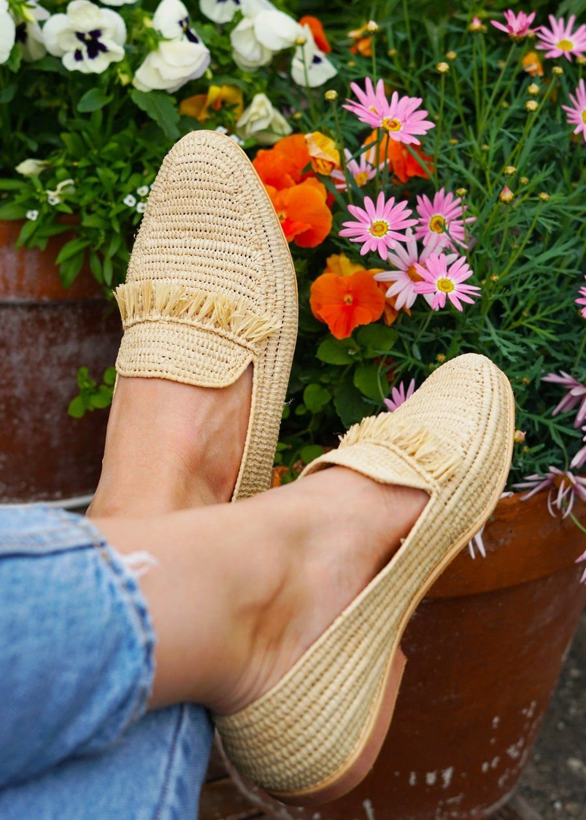 Moroccan Raffia Shoes Women Raffia Mocasins Shoes Raffia Etsy