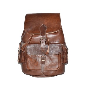 Brown Leather Backpack, Moroccan Kilim Convertible Bag, Handmade Minimalist Rucksack, Unique Gift for Her, Back to school Backpack