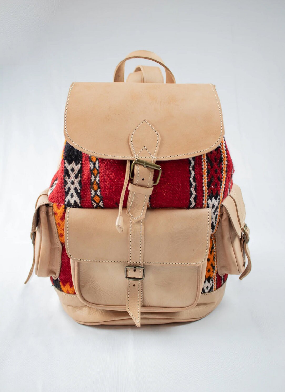 Handwoven Kilim Backpack, Moroccan Handmade Rucksack, Boho  display picture 2
