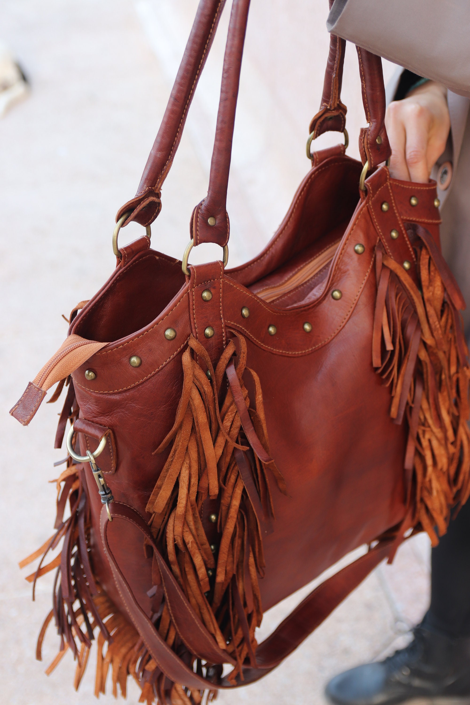 Fringe Western Purse Leather Fringe Purse Fringed Tote Bag Etsy