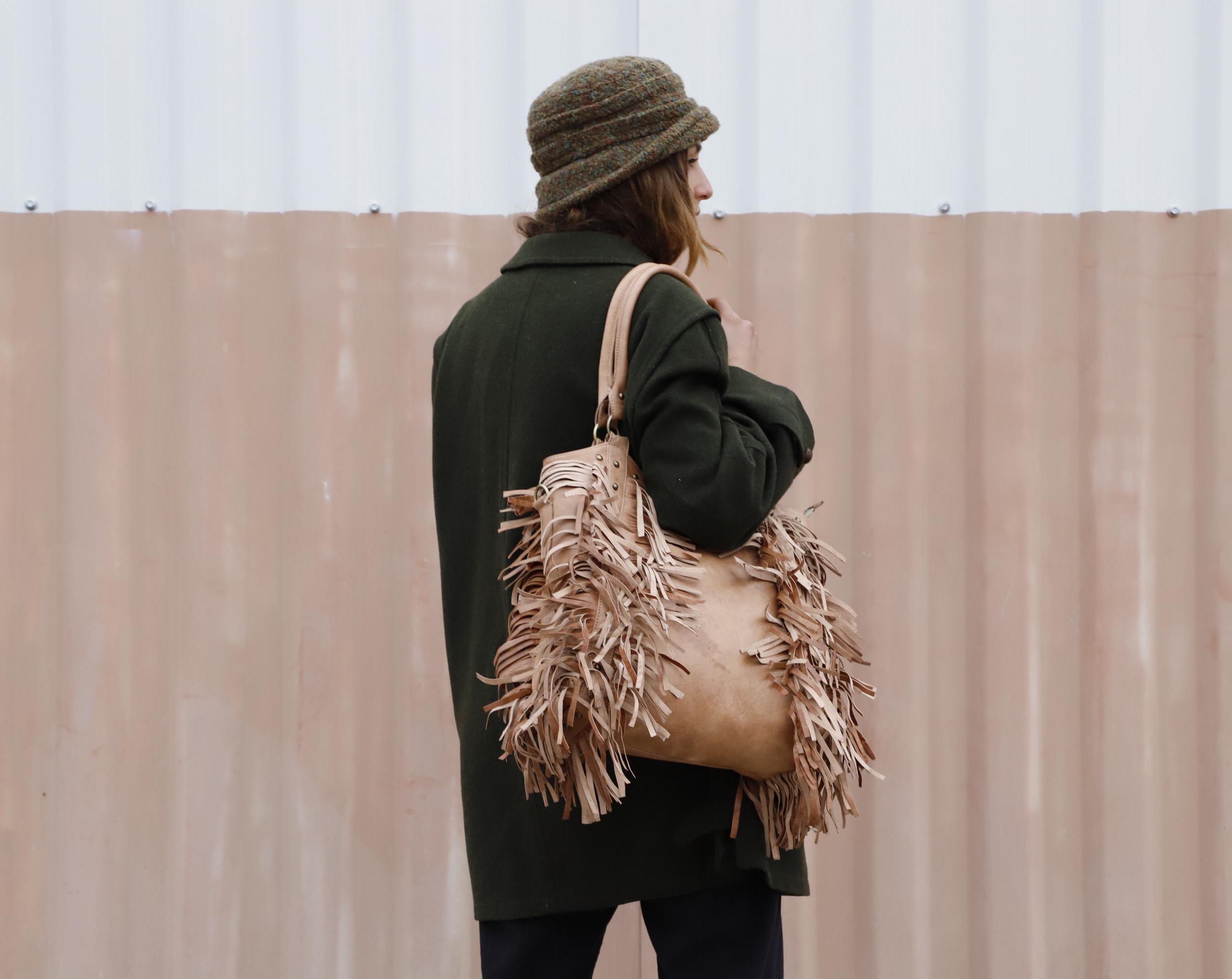 バッグ leather studs tassel fringe tote bag Fringe Western Purse, Leather Fringe Purse, Fringed Tote Bag