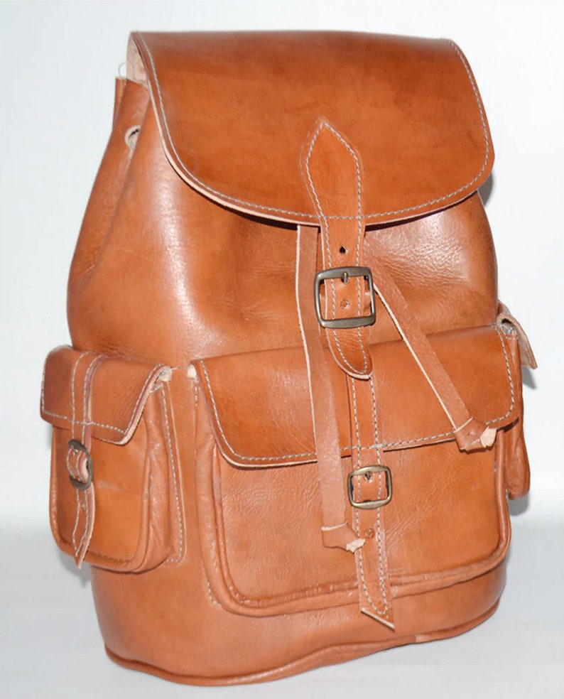 Brown Leather Backpack Purse Black Leather Backpack Moroccan Etsy