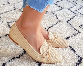 Handmade Raffia Moccasins for Women, Woven Summer Shoes, Lightweight Natural Raffia Footwear, Boho Raffia Moccasins for Women, Natural SHOES