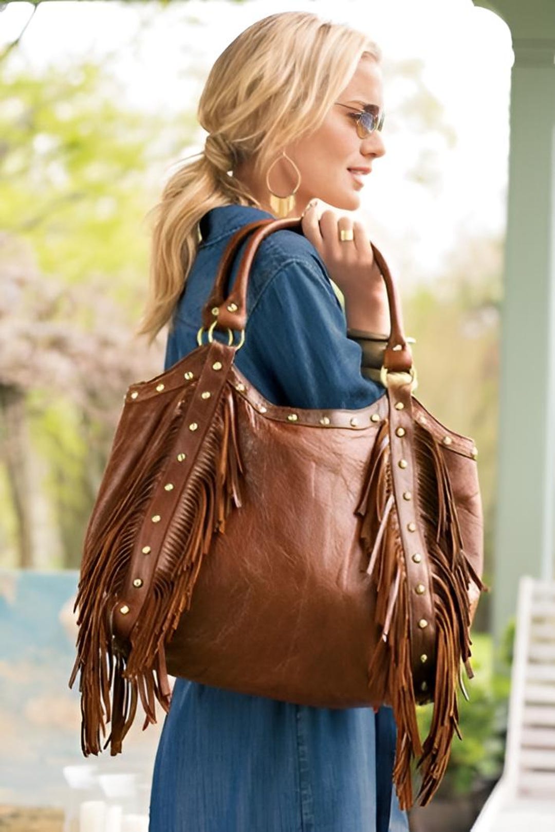 Fringe Western Purse, Leather Fringe Purse, Fringed Tote Bag