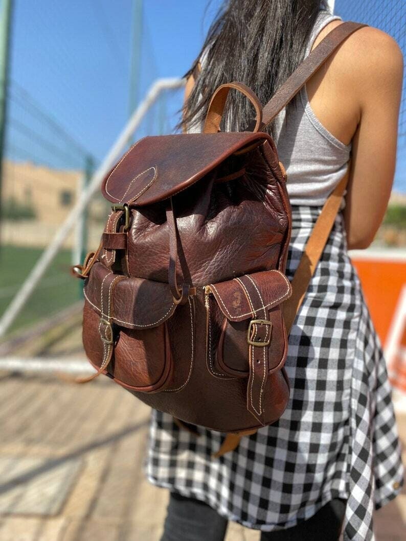 Brown Leather Backpack Purse, Black Leather Backpack, Moroccan Brown