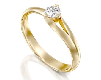 Three Prongs Engagement Ring