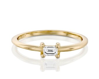 Delicate Baguette Diamond Engagement Ring
