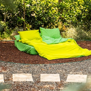 Conjunto de capa de edredom 100% algodão com lençol com elástico e fronhas – macio e respirável – amarelo sálvia e verde solteiro (EUA solteiro/gêmeo/gêmeo XL/Reino Unido solteiro)