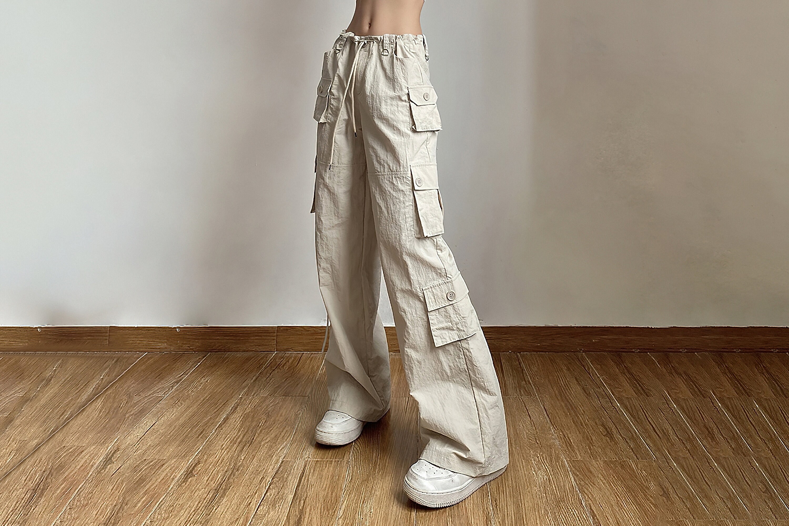 Denim Cargo Pants for Women Stretch Low Rise Wide Leg Baggy Pants  Drawstring Lounge Trousers Streetwear with Pockets  Walmart Canada