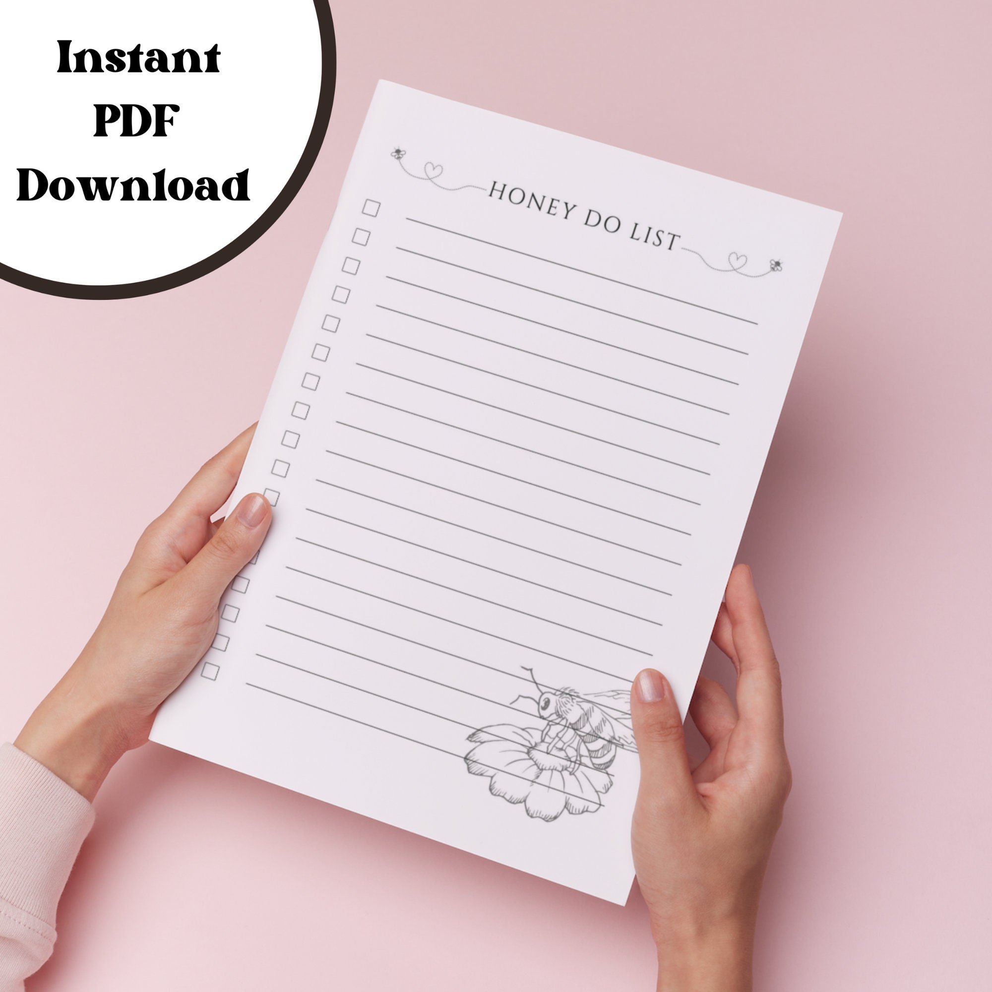 Honey Do List | Printable to Do List | Honey Bee and Flower | Instant ...