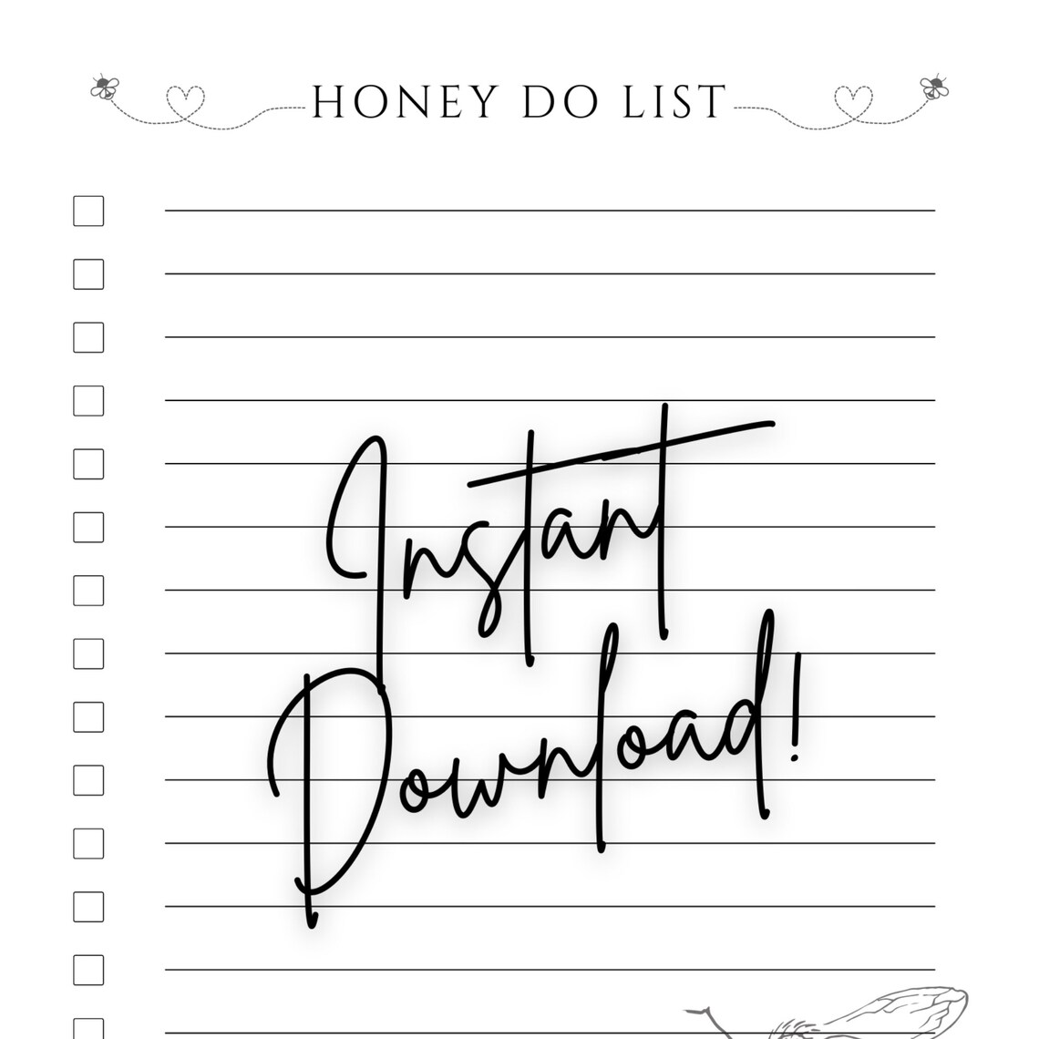 Honey Do List Printable to Do List Honey Bee and Flower Instant PDF