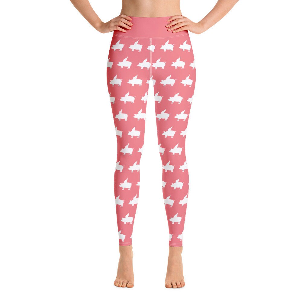 Flying Pig Leggings, Pig Leggings, Funny Leggings, Cute Pig Pants, Yoga Leggings, Flying Pigs Farm Animal Leggings Unieke Leggings voor vrouwen
