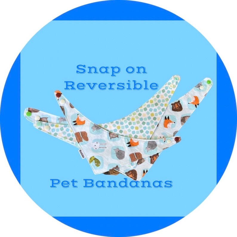 Snap On Reversible Dog Bandanas Etsy