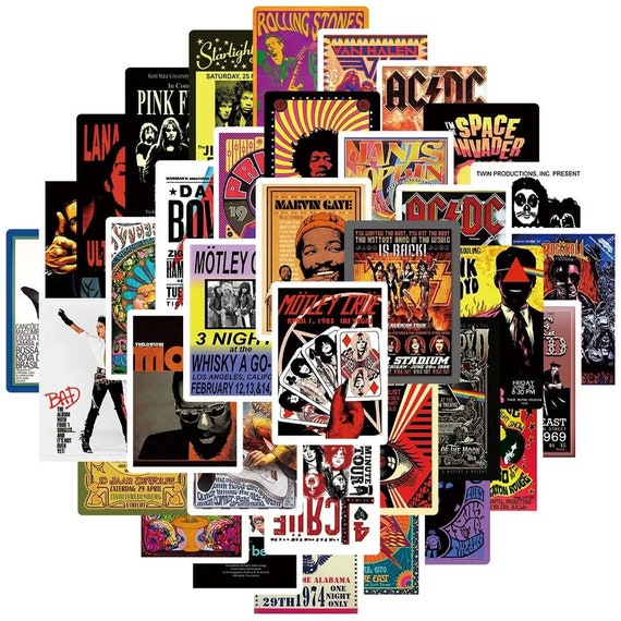Popular Music and Bands Sticker Pack Vintage Poster Stickers 