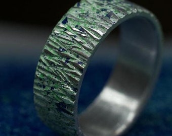 Blue, White and Green Sprayed ring